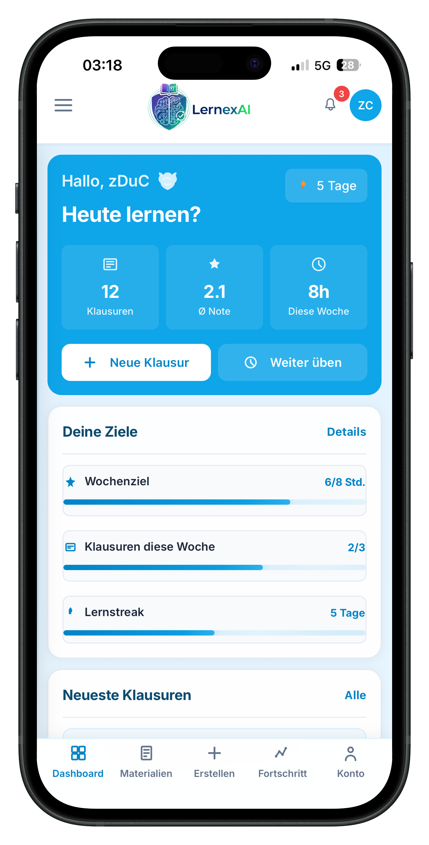 LernexAI App Dashboard